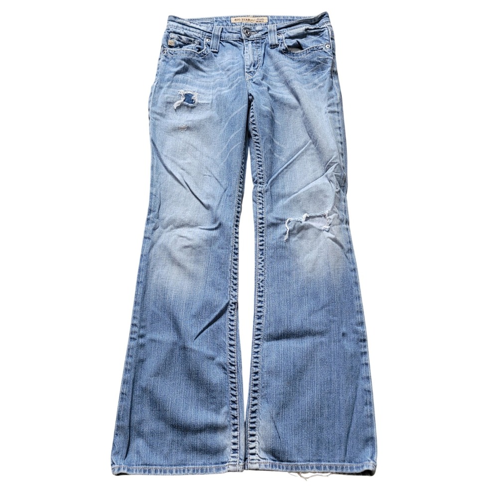 Big Star 27R Maddie Bootcut Jeans Womens Light Wash Mid Rise Distressed Stretch